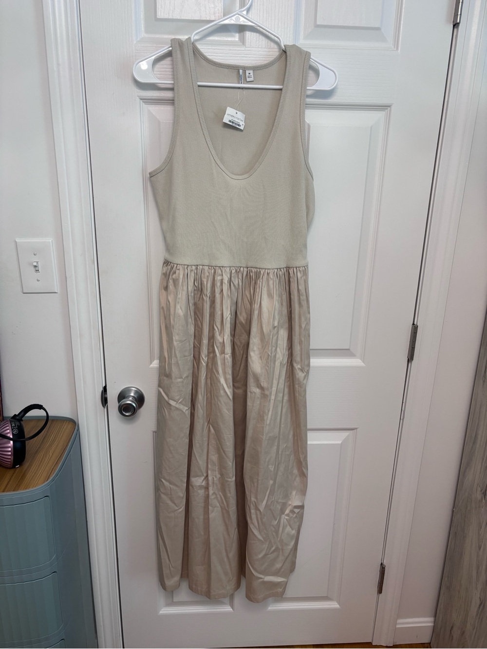Nordstrom Beige Tank Bodice Satin Skirt Dress - Picture 1 of 12